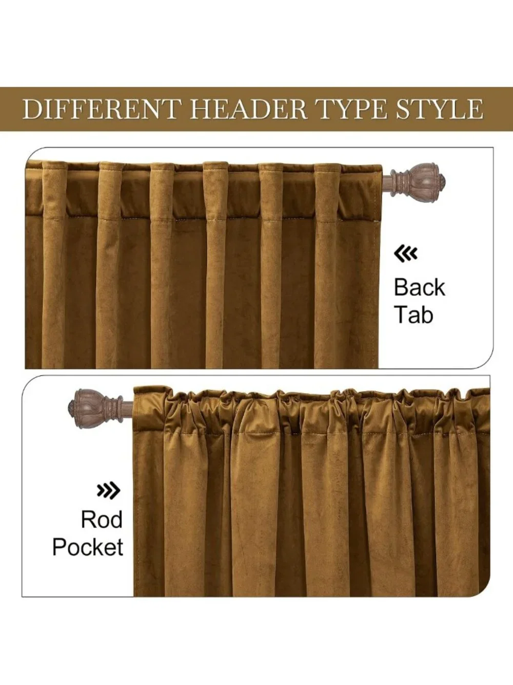 Luxurious Gold Brown Velvet Curtains for Living Room, 90